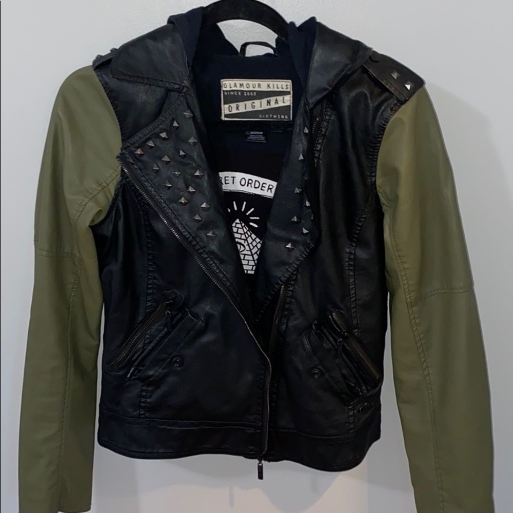 Color Block Feux Leather Jacket